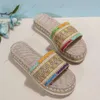 new designer slides Summer Flat Shoes Hemp Rope Set Foot Beach mule Sandals Outdoor All-match women Slippers mules Large Size Women Sandals Sandels Eur 35-43