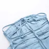 Basic Casual Dresses Womens sexy 3D style floral imitation denim dress tube top bandage J240222