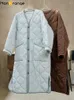 Kvinnors dikerockar Hanorange 2024 Vinter Casual Silhouette X-Long Cotton Padded Coat Lätt Lätt VÄRLIGA PARMAS LJUS GRÅ
