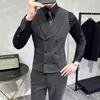 Heren Vesten Luxe Double-Breasted Mannen Pak Vest Elegant Zakelijk Formeel Slim Fit Mannelijke Vest Bruiloft Bruidegom Gentleman jas Man