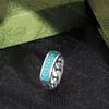 Fashion Green Ename Ring Designer 925 Silver Titanium Steel Chain Rings Love Rings Gold For Mens and Women Party Wedding Engagement Jewelry Lover Gift With Box Hiphop