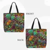 Shopping Bags Colorful Football Print Tote Bag Reusable Large Capacity Zipper Single Shoulder Convenience