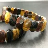 Bracelets Mookaite Goldstone Blue Sand Crystal Howlite Cherry Quartz Jaspe Tiger's Eye Rhodorite beads Stretch Bracelet 7 1/2" PWB615b