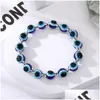 Frisado Turco Lucky Evil Eye Pulseiras Strands Bangle Imitação Pérolas Olhos Azuis Frisado Charme Pulseira Para Mulheres Homens Casal Moda Dhhp8