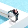 Cluster Rings Design Black Skull Punk Vintage Red Gem Personality Copper For Fashion Women Jewelry