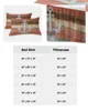 Sängkjol vintage rött träkornank förankring elastisk utrustad sängflöde med örngott madrass täcker sängkläder set ark
