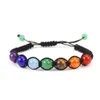 Mode kreative sieben Chakra Regenbogen Stein Perlen gewebtes Armband für Männer und Frauen verstellbares Armband