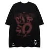 T-shirts pour hommes Aolamegs Hommes Ripped Vintage Lettre Graffiti Chemise à manches courtes Harajuku Hip Hop Lâche Casual Tees Tops Abricot noir