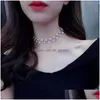 Hanger Kettingen Mode Sleutelbeen Keten Parel Choker Ketting Voor Vrouwen Korea Stijl Sliver Gouden Kraag Nekband Elegante Sieraden Gif Dhq5S