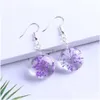 Dangle & Chandelier Sell Dried Flower Glass Pendant Sier Plating Hook Dangle Earring For Women Unique Design 10 Color Drop Fashion Dr Dh19G