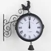 Zegary ścienne Zegar zewnętrzny dwustronny kurek vintage retro dekoracje do kawy Dekoracja Dekoracja metalowa wisząca zasilanie baterii