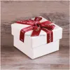 Other Fashion White Fancy Paper Gift Box For Necklace Ring Bracelet High Quality Cardboard With Big Red Ribbon Bow Drop Delivery Jewel Dh7Sn