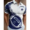 Polos pour hommes Vêtements d'été Polos Streetwear Drapeau Imprimer Casual T-shirt à manches courtes Hommes Turn-Down Col Zipper Tops de bal