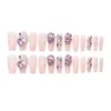 Faux Ongles Rose Coeur Strass Faux Durable Et Pas Facile À Rayer Pour Les Débutants Pratique De Décoration Des Ongles