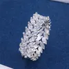 Wedding Rings Fashion Luxury Cubic Zirconia Engagement For Women White Leaf Crystal Bride Girl Party Jewelry Gift