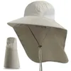 Chapeaux à larges bords Seau Chapeau de pêcheur en plein air large casquette de seau avec couvre-cou hommes été respirant maille protection solaire résistant aux UV seaux de style unisexe 24323