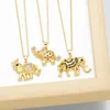 Colares Pingente Flola Cobre Zircão Elefante Para Mulheres Banhado A Ouro Animal CZ Cristal Fé Sagrada Jóias Presentes Nkeb810