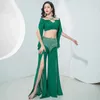 Scene Wear Womens Belly Dance Costume Set Professional Dancer Dress Clothes Festival Outfit Long Sleeves Top Ab Stones Tassel Pants