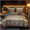 寝具セットJACQUARD SATIN DUVET ER BED EUROセットダブルホームテキスタイル豪華枕ケースベッドルーム掛け布団230x260シートドロップDH4PBなし