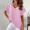 Dames T-shirts Dames Zomer T-shirt Casual losse korte mouw Dame V-hals Trui Vleermuismouwen Top Vrouwelijke kleding