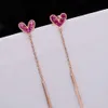 Senior Designer Rose red love earrings female temperament Korea tassel girl net celebrity long personality earrings simple exquisite ladies earrings jewelry 005A