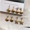 Dangle & Chandelier Fashion Bohemian Gold Starfish Conch Cowary Shell Large Circle Drop Earrings For Women High Quality Pearl Dangle Dh1Q9