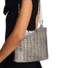 Moda prata metal lantejoulas mulheres sacos de ombro designer correntes metálicas crossbody saco luxo festa à noite pequenas bolsas 240219