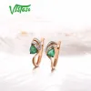 Charme Vistoso Gold Ohrringe für Frauen 14K 585 Roségold Birne Emerald Sparkling Diamond Ehering Band Jubiläum eleganter Feinschmuck