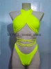 Dames Badmode Sexy Bandage Bikini 2023 Dames Neon Gradiënt Push Up Criss Cross Bikini Set Badpak Strandkleding ZwempakkenH24222