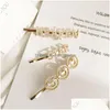 Hårklipp Barrettes Söt söt Korea Imitation Pearl Hair Clip for Women Fashion Letter Love Kiss Face Hairpins Gold Acc Dhgarden Dhqry