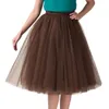 Skirts Carnival Women Knee Length Skirt Gauze Pleated Tutu Solid Color Mardi Gras Party Stage Performance Dance Ball Gown