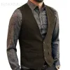 Mannen pak vest zwart grijs wol tweed gilet jas slim fit zoals Beckham zakelijke stalknecht kleding man voor bruiloft