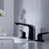 Rubinetti per lavandino del bagno Rubinetto di lusso in ottone nero e cromato 3 fori 2 maniglie Miscelatore lavabo Acqua fredda