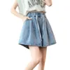 Denim shorts met elastische taille voor zomershorts voor dames, nieuwe oversized losse en veelzijdige vleesbedekkende hotpants