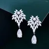 Boucles d'oreilles BeaQueen éblouissante couleur blanche Marquise CZ argent plaqué longue goutte d'eau boucle d'oreille pour les femmes fête de mariage bijoux cadeau E663