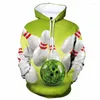 Erkek Hoodies 3D Baskı Bowling Ball Hoodie Erkekler İçin Uzun Kollu Serin Kazak Kişilik Kids Sweatshirt Açık Spor Giyim Giyim