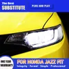 المصباح الأمامي للركض خلال النهار لـ Honda Jazz Fit Assectize Assectize Assection 14-19 Blue Start Up Stream Surner Turner Signal Liptlips