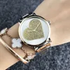 Mode armbanduhr FOSS Marke frauen Mädchen kristall Liebe herz stil metall stahlband quarzuhren FO7220271N