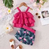 Clothing Sets Baby Clothes Set 6Months - 3Years old Sleeveless Croptop and Cartoon Flamingo Shorts Outfit Clothing Suit For Kids Newborn Girl