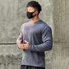 Autumn Winter Casual T-shirt Men Long Sleeves Solid Shirt Gym Fitness Bodybuilding Tees Tops Male Fashion Slim Stripes Clothing 240221