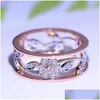 Pierścienie klastra modne luksusowe puste pierścionki kwiatowe dla kobiet wykwintne Lucky Cz Crystal Leaf pierścień europejski ślub żydowca dhgarden dhxrt