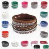 Charm Armband 10Colors Mtilayer Diamond Armband för kvinnor läder wrap charm smycken mode trendig legering armband rhinestone förbud dhctj