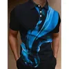 Men Polos Fashion Shirt 3D Silk Printed Summer Discual Short Sleeved Street Designer Eversial Highly ذات جودة عالية