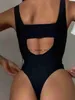 Kvinnors badkläder Brasilianska One Piece Swimsuit Women Black Cut Out Bandage Cross Push Up Summer Backless Bathing Swimming Swime Monokinih24222