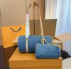 Explosion Womens NEW Papillon M46830 Denim Blue Denim canvas Gold-color hardware Zip closure Mini zipped version Chain jacquard Luxury designer Antiqu counter