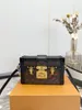 PETITES MALLE BOX Kleine doos Mini Retro Zachte bagage voor dames Bruine bloemen- en houten doos Tas Designer Make-updoos Herenhandtas Crossbody Schouderkettingtas