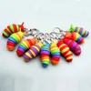 UPS Party Finger Slug Snail Caterpillar Key Chain decompression toy Relieve Stress Anti-Anxiety keyrings Squeeze Sensory Toys