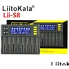 Carregadores Liitokala Lii-S12 S8 S6 S4 Carregador de bateria recarregável 3.7V 9V 26650 18350 16340 18500 14500 1.2V Aa Aaa Lcd Smart Drop De Dhd08