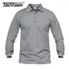 TACVASEN Mannen Tactische T-shirts Werk Polo's Zomer Sneldrogende T-shirts Lange Mouw Lichtgewicht Pique Jersey Golf T-shirts Tee Tops 240221