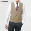 (16 cores) formal amarelo casamento masculino colete terno sem mangas jaqueta sob medida fino xale lapela noivo melhor homem